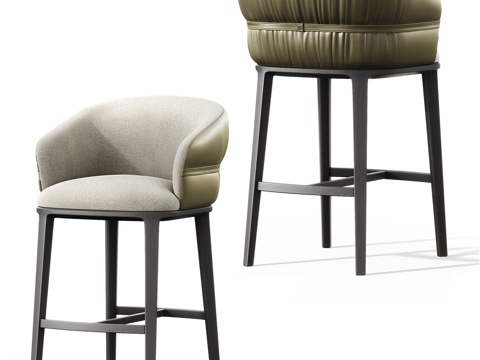 现代皮质吧椅su模型