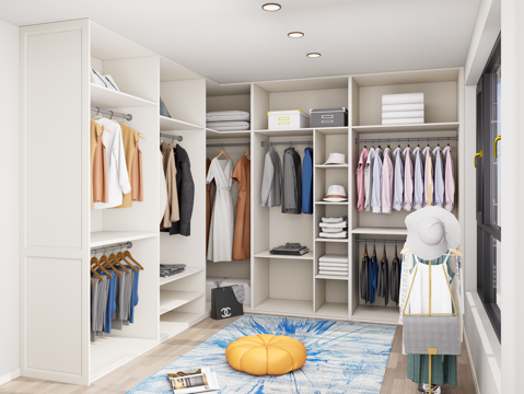  现代衣帽间 L型衣帽间 步入式衣帽间 主卧衣帽间 开放式衣帽3d模型 