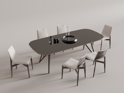 现代简约餐桌椅su模型