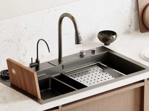 现代水槽 洗菜池 大单槽su模型