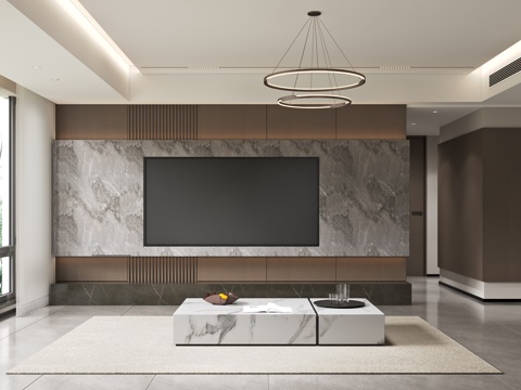  意式客厅 现代客厅 客厅吊灯3d模型 