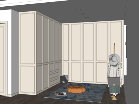 现代衣帽间 L型衣帽间 步入式衣帽间 主卧衣帽间 开放式衣帽su模型