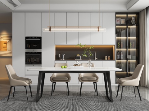  现代轻奢餐厅 餐桌椅3d模型 