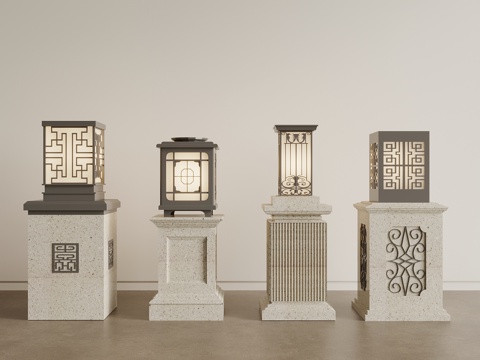 现代户外灯 草坪灯su模型