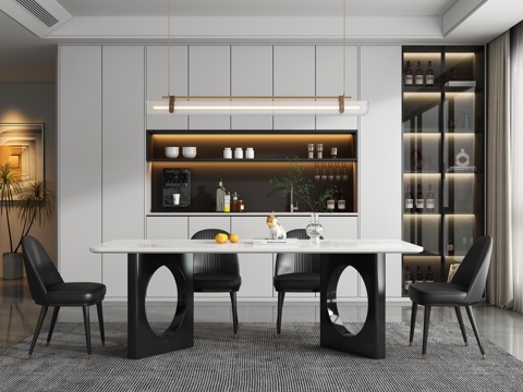  现代轻奢餐厅 餐桌椅3d模型 