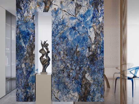 奢石玄关 奢石背景墙 雕塑摆件su模型