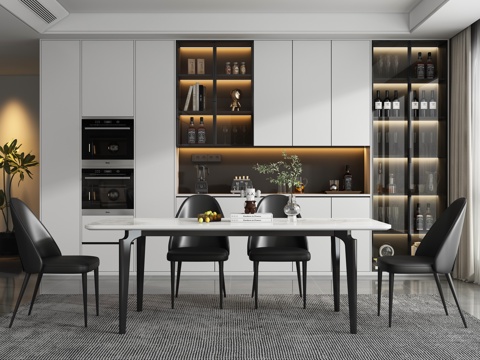  现代轻奢餐厅 餐桌椅3d模型 