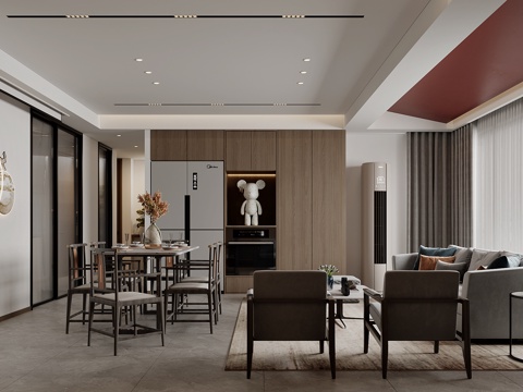  新中式客餐厅3d模型 