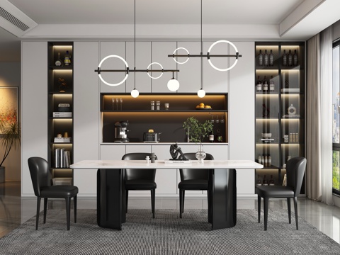  现代轻奢餐厅 餐桌椅3d模型 