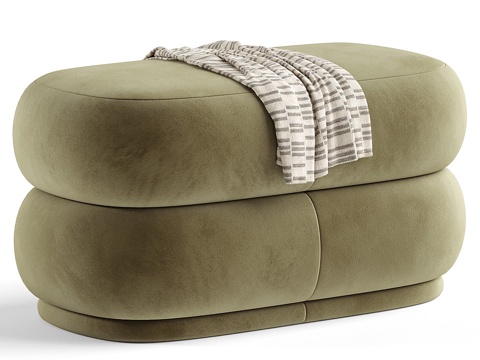  现代奶油风布艺脚踏 沙发凳3d模型 