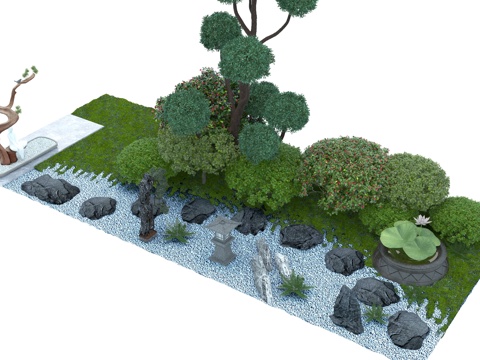  现代 鸟瞰庭院景观  庭院景观 休闲庭院 花园3d模型 