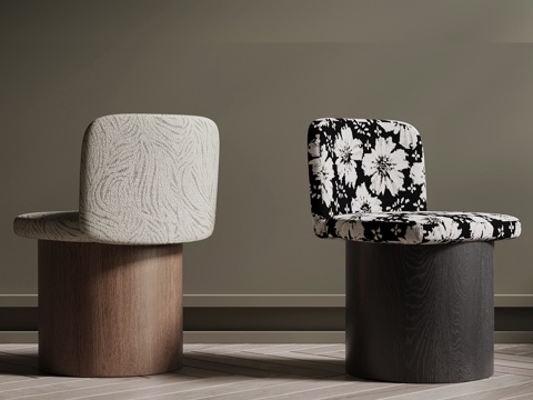 法式复古休闲椅 餐椅su模型