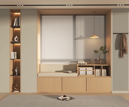 现代飘窗柜su模型