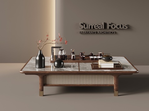  新中式茶几 实木茶几 方形茶几3d模型 