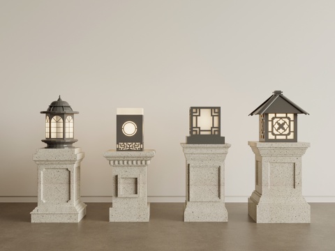 现代户外灯 草坪灯 庭院灯su模型