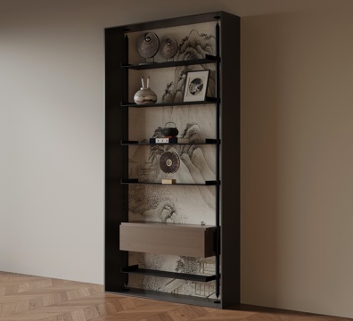 新中式置物架 装饰架su模型