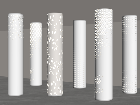 现代装饰柱子 发光柱子su模型