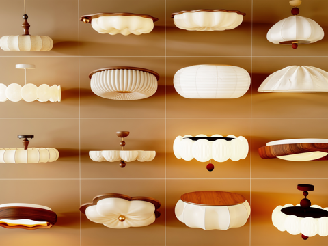 中古风吸顶灯su模型