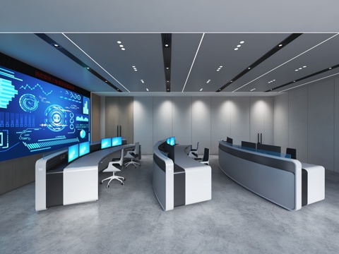 现代指挥控制室 消防指挥中心 控制中心 调度中心 城市大脑su模型