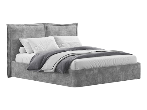  现代简约双人床 双人床 简约床 卧室床 抱枕 床垫3d模型 