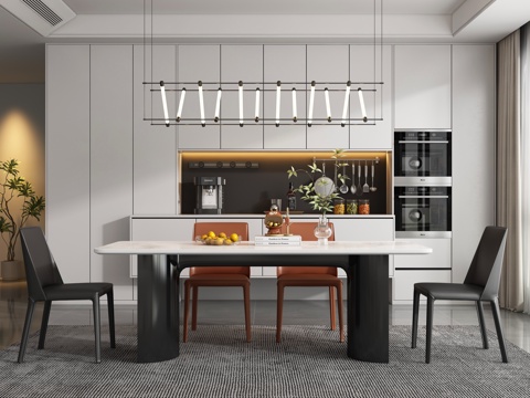  现代轻奢餐厅 餐桌椅3d模型 