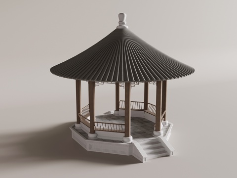 新中式凉亭 亭子su模型