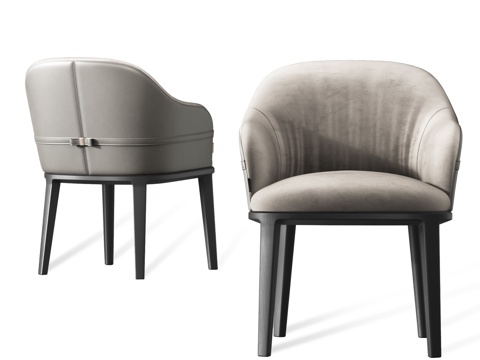 现代皮质单椅 餐椅su模型