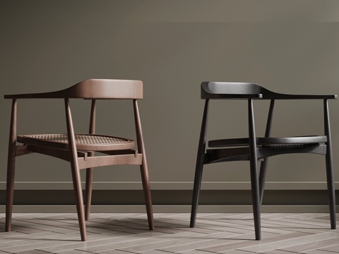 中古风休闲椅 餐椅su模型