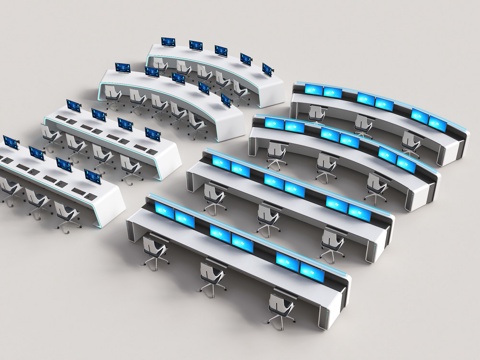指挥控制台 控制台 控制台 办公桌 消防指挥中心控制台 调度su模型