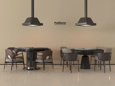 现代麻将桌 娱乐器材 吸烟灯su模型