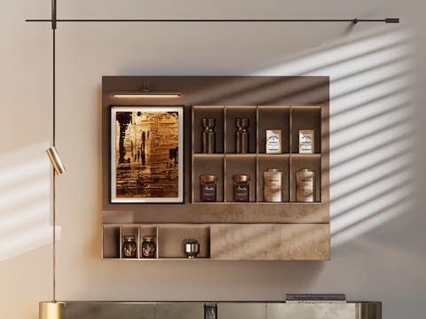 现代轻奢装饰架柜摆件 支架灯su模型