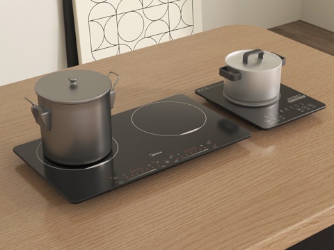 现代电磁炉 无烟灶 锅具 灶具su模型