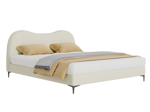  奶油风双人床3d模型 