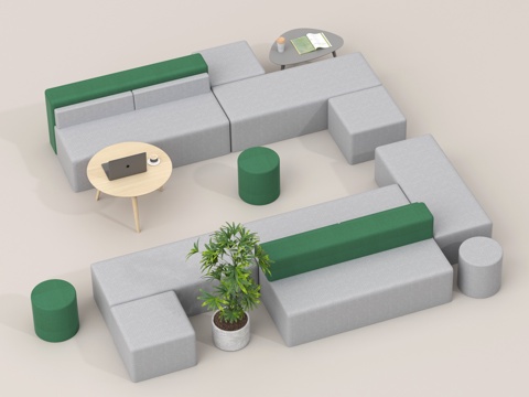 现代休闲沙发 组合沙发 模块沙发su模型