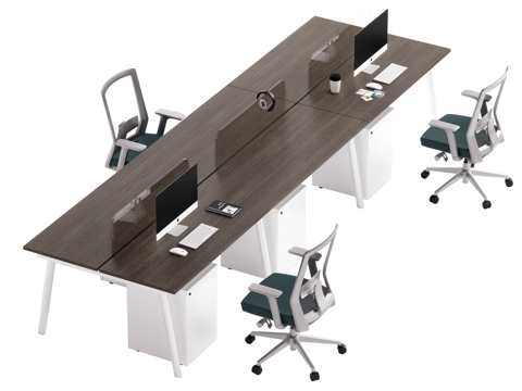 现代办公桌椅 员工工位su模型