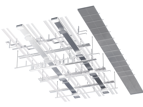 现代吊顶 天花板管道su模型