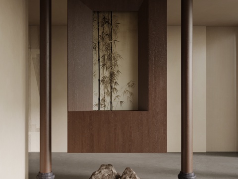 新中式玄关 入户玄关su模型