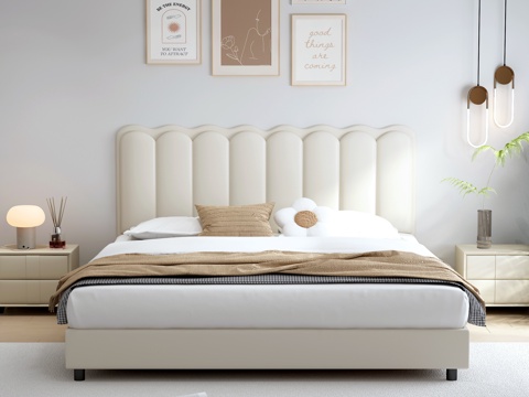  现代双人床3d模型 