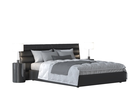  现代双人床3d模型 