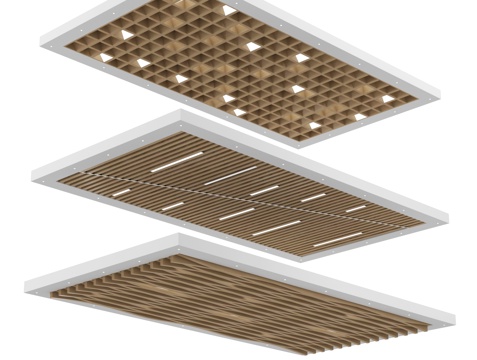 现代工业吊顶 格栅吊顶 天花 方形吊顶su模型