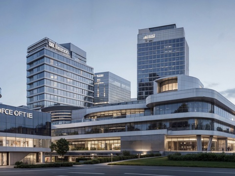 办公楼写字楼建筑 商住外观建筑 综合商业体su模型