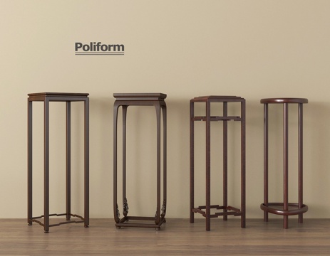 新中式花几 花架su模型