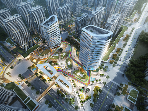 办公楼写字楼建筑 商住外观建筑 综合商业体su模型