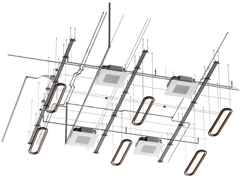 现代吊顶 天花板管道su模型