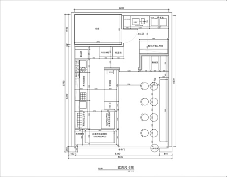甜品店平面施工图cad施工图