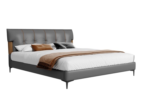  现代双人床3d模型 