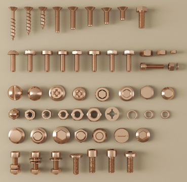 现代螺丝钉 螺丝帽 螺丝 螺母 五金su模型