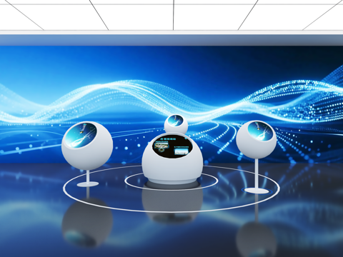 现代科技展厅 互动触摸游戏展项 科技馆触摸装置 规划馆球形su模型