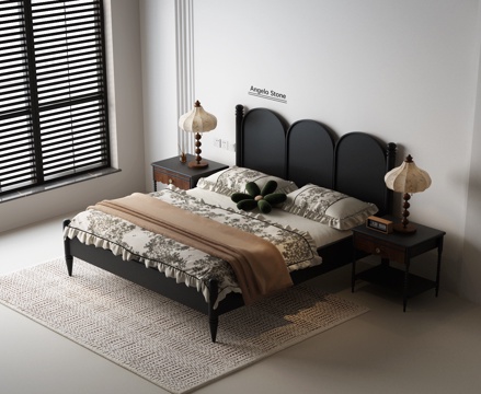  法式复古双人床3d模型 