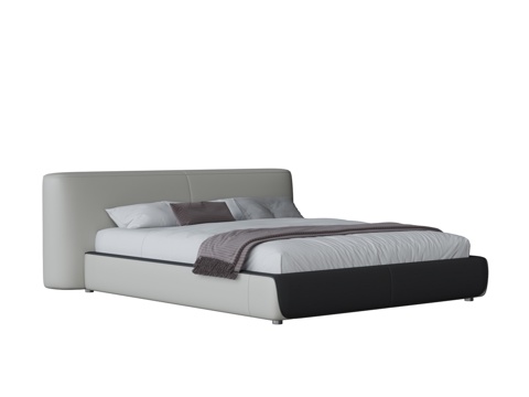  现代双人床3d模型 